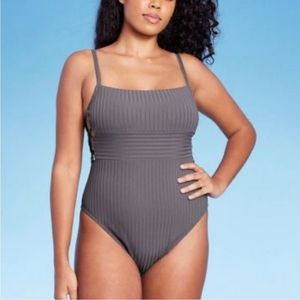 Shade & Shore Women's Grey One Piece Swimsuit Size XL